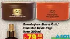 DEAR BODY BRONZLAŞTIRICI HAVUÇ ÖZLÜ/HİNDİSTAN CEVİZİ YAĞLI KREM 200 ML DEAR BODY BRONZLAŞTIRICI HAVUÇ ÖZLÜ/HİNDİSTAN CEVİZİ YAĞLI KREM 200 ML
